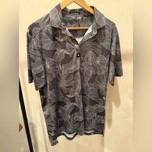 Men's Gray Leaf Print Shirt size Med